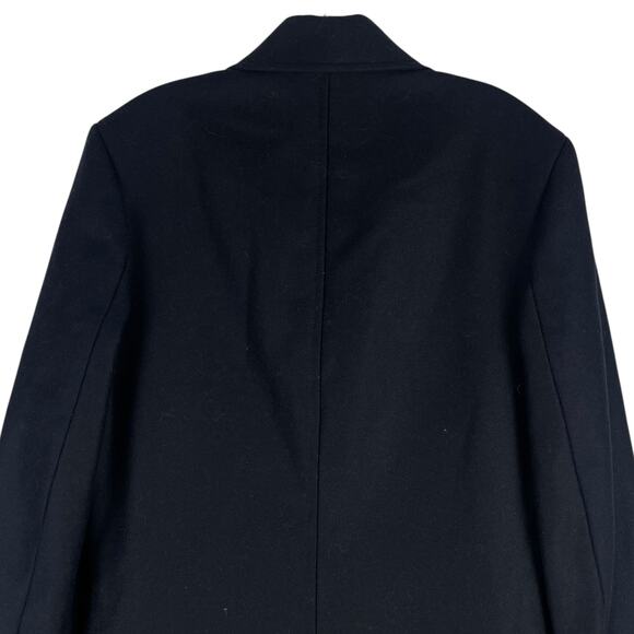 Lands' End Wool Blend Single Breasted Long Top Coat Black Men Size L Reg - Picture 9 of 14